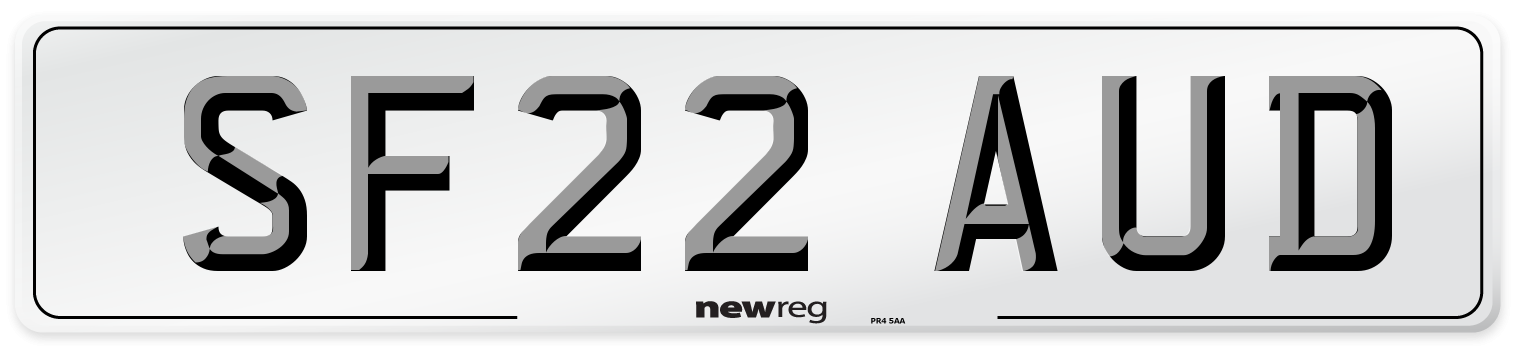 SF22 AUD Number Plate from New Reg